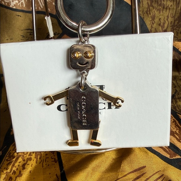 Coach Metallic SilverGold Robot Keychain